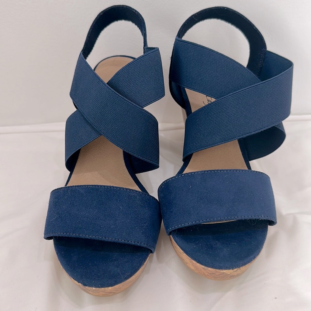 American Eagle platform sandals Navy